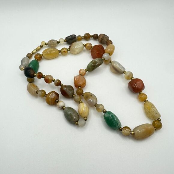 24" vintage, polished, tumbled agate stone necklace! - Picture 11 of 12